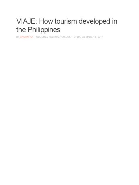 VIAJE: How tourism developed in the Philippines – .